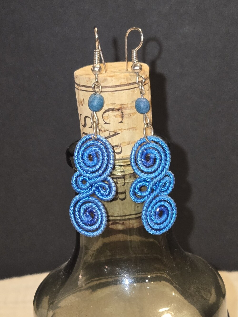 Artisan Blue Spiral Dangle Earrings - Women Jewelry